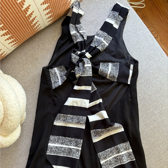 Lulu's Black Multi Stripe Tie Back Dress - Picture 3 of 3